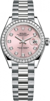 replica Rolex Lady Datejust 28mm White Gold Ladies Watch 279459rbr Pave Black Roman President