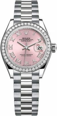 replica Rolex Lady Datejust 28mm White Gold Ladies Watch 279139rbr Pink Index President