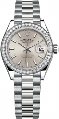 replica Rolex Lady Datejust 28mm White Gold Ladies Watch 279139rbr Silver Index President