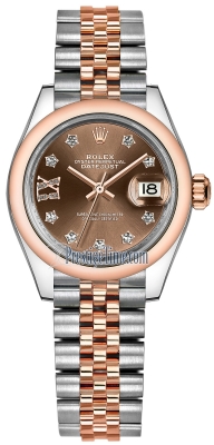 replica Rolex Lady Datejust 28mm Stainless Steel and Everose Gold Ladies Watch 279161 Chocolate 17 Diamond Jubilee