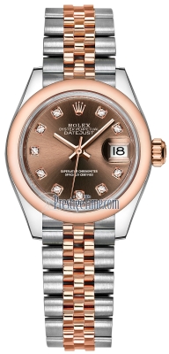 replica Rolex Lady Datejust 28mm Stainless Steel and Everose Gold Ladies Watch 279161 Chocolate Diamond Jubilee