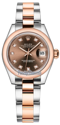 replica Rolex Lady Datejust 28mm Stainless Steel and Everose Gold Ladies Watch 279161 Chocolate Diamond Oyster