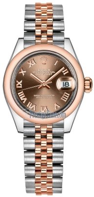 replica Rolex Lady Datejust 28mm Stainless Steel and Everose Gold Ladies Watch 279161 Chocolate Roman Jubilee