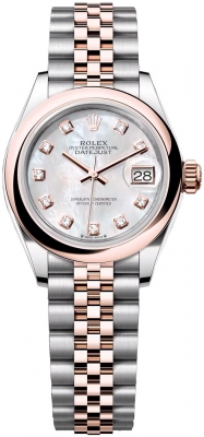 replica Rolex Lady Datejust 28mm Stainless Steel and Everose Gold Ladies Watch 279161 MOP Diamond Jubilee