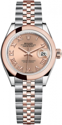 replica Rolex Lady Datejust 28mm Stainless Steel and Everose Gold Ladies Watch 279161 Rose Roman Jubilee