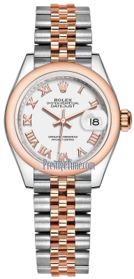 replica Rolex Lady Datejust 28mm Stainless Steel and Everose Gold Ladies Watch 279161 White Roman Jubilee