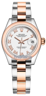 replica Rolex Lady Datejust 28mm Stainless Steel and Everose Gold Ladies Watch 279161 White Roman Oyster