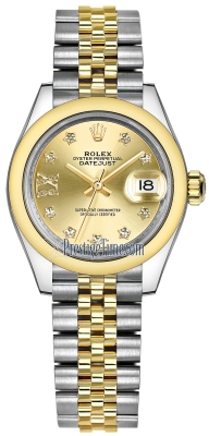 replica Rolex Lady Datejust 28mm Stainless Steel and Yellow Gold Ladies Watch 279163 Champagne 17 Diamond Jubilee