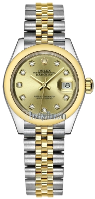 replica Rolex Lady Datejust 28mm Stainless Steel and Yellow Gold Ladies Watch 279163 Champagne Diamond Jubilee