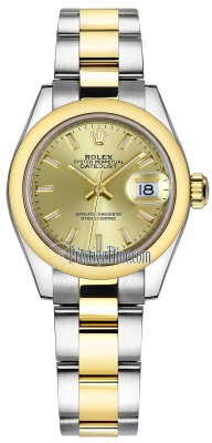 replica Rolex Lady Datejust 28mm Stainless Steel and Yellow Gold Ladies Watch 279163 Champagne Index Oyster