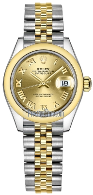 replica Rolex Lady Datejust 28mm Stainless Steel and Yellow Gold Ladies Watch 279163 Champagne Roman Jubilee