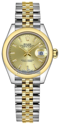 replica Rolex Lady Datejust 28mm Stainless Steel and Yellow Gold Ladies Watch 279163 Champagne Index Jubilee