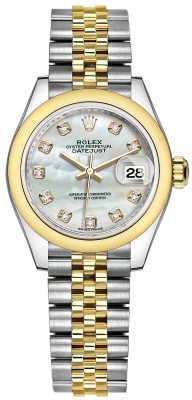 replica Rolex Lady Datejust 28mm Stainless Steel and Yellow Gold Ladies Watch 279163 MOP Diamond Jubilee