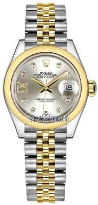 replica Rolex Lady Datejust 28mm Stainless Steel and Yellow Gold Ladies Watch 279163 Silver 17 Diamond Jubilee