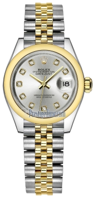 replica Rolex Lady Datejust 28mm Stainless Steel and Yellow Gold Ladies Watch 279163 Silver Diamond Jubilee