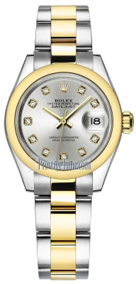 replica Rolex Lady Datejust 28mm Stainless Steel and Yellow Gold Ladies Watch 279163 Silver Diamond Oyster