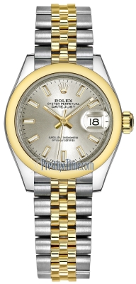 replica Rolex Lady Datejust 28mm Stainless Steel and Yellow Gold Ladies Watch 279163 Silver Index Jubilee