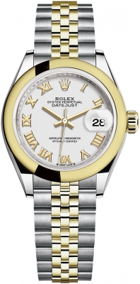 replica Rolex Lady Datejust 28mm Stainless Steel and Yellow Gold Ladies Watch 279163 White Roman Jubilee