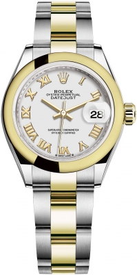 replica Rolex Lady Datejust 28mm Stainless Steel and Yellow Gold Ladies Watch 279163 White Roman Oyster