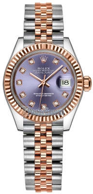 replica Rolex Lady Datejust 28mm Stainless Steel and Everose Gold Ladies Watch 279171 Aubergine Diamond Jubilee