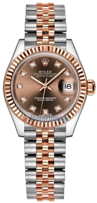 replica Rolex Lady Datejust 28mm Stainless Steel and Everose Gold Ladies Watch 279171 Chocolate Diamond Jubilee