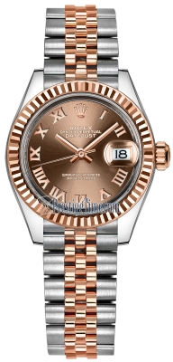 replica Rolex Lady Datejust 28mm Stainless Steel and Everose Gold Ladies Watch 279171 Chocolate Roman Jubilee