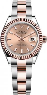 replica Rolex Lady Datejust 28mm Stainless Steel and Everose Gold Ladies Watch 279171 Rose Index Oyster