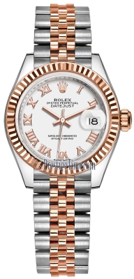 replica Rolex Lady Datejust 28mm Stainless Steel and Everose Gold Ladies Watch 279171 White Roman Jubilee