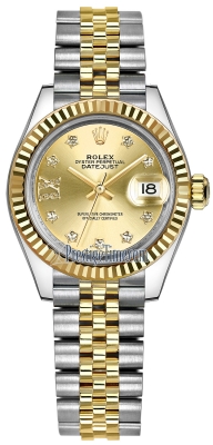 replica Rolex Lady Datejust 28mm Stainless Steel and Yellow Gold Ladies Watch 279173 Champagne 17 Diamond Jubilee