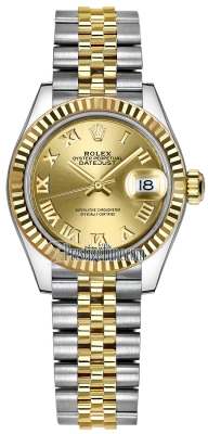 replica Rolex Lady Datejust 28mm Stainless Steel and Yellow Gold Ladies Watch 279173 Champagne Roman Jubilee