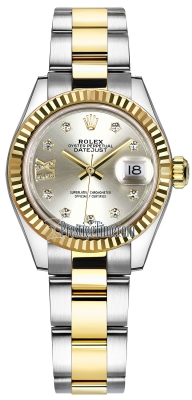replica Rolex Lady Datejust 28mm Stainless Steel and Yellow Gold Ladies Watch 279173 Silver 17 Diamond Oyster