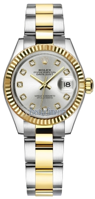 replica Rolex Lady Datejust 28mm Stainless Steel and Yellow Gold Ladies Watch 279173 Silver Diamond Oyster