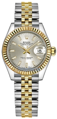 replica Rolex Lady Datejust 28mm Stainless Steel and Yellow Gold Ladies Watch 279173 Silver Index Jubilee