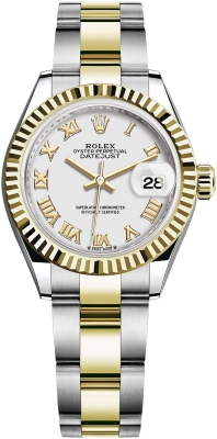 replica Rolex Lady Datejust 28mm Stainless Steel and Yellow Gold Ladies Watch 279173 White Roman Oyster