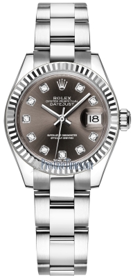 replica Rolex Lady Datejust 28mm Stainless Steel Ladies Watch 279174 Dark Grey Diamond Oyster