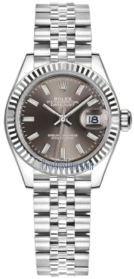 replica Rolex Lady Datejust 28mm Stainless Steel Ladies Watch 279174 Dark Grey Index Jubilee