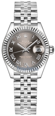 replica Rolex Lady Datejust 28mm Stainless Steel Ladies Watch 279174 Dark Grey Roman Jubilee