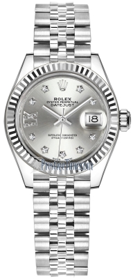 replica Rolex Lady Datejust 28mm Stainless Steel Ladies Watch 279174 Silver 17 Diamond Jubilee