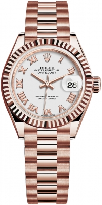 replica Rolex Lady Datejust 28mm Everose Gold Ladies Watch 279175 White Roman President