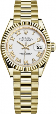 replica Rolex Lady Datejust 28mm Yellow Gold Ladies Watch 279178 White Roman President