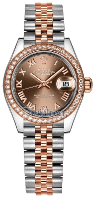 replica Rolex Lady Datejust 28mm Stainless Steel and Everose Gold Ladies Watch 279381RBR Chocolate Roman Jubilee