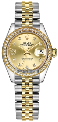 replica Rolex Lady Datejust 28mm Stainless Steel and Yellow Gold Ladies Watch 279383RBR Champagne 17 Diamond Jubilee