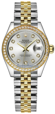 replica Rolex Lady Datejust 28mm Stainless Steel and Yellow Gold Ladies Watch 279383RBR Silver Diamond Jubilee