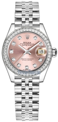 replica Rolex Lady Datejust 28mm Stainless Steel Ladies Watch 279384RBR Pink Diamond Jubilee