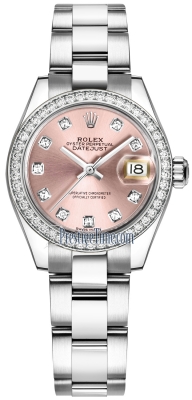 replica Rolex Lady Datejust 28mm Stainless Steel Ladies Watch 279384RBR Pink Diamond Oyster