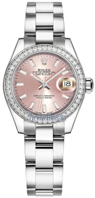 replica Rolex Lady Datejust 28mm Stainless Steel Ladies Watch 279384RBR Pink Index Oyster