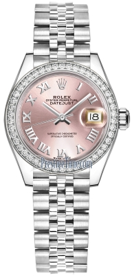 replica Rolex Lady Datejust 28mm White Gold Ladies Watch 279139rbr Pink Roman President