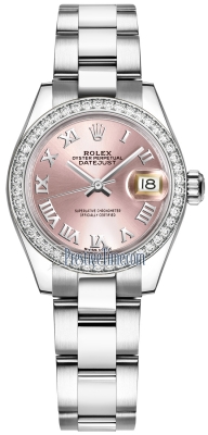 replica Rolex Lady Datejust 28mm Stainless Steel Ladies Watch 279384RBR Pink Roman Jubilee