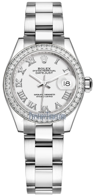 replica Rolex Lady Datejust 28mm Stainless Steel Ladies Watch 279384RBR White Roman Oyster