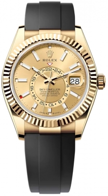 replica Rolex Sky Dweller 42mm Mens Watch336238 Champagne Oysterflex